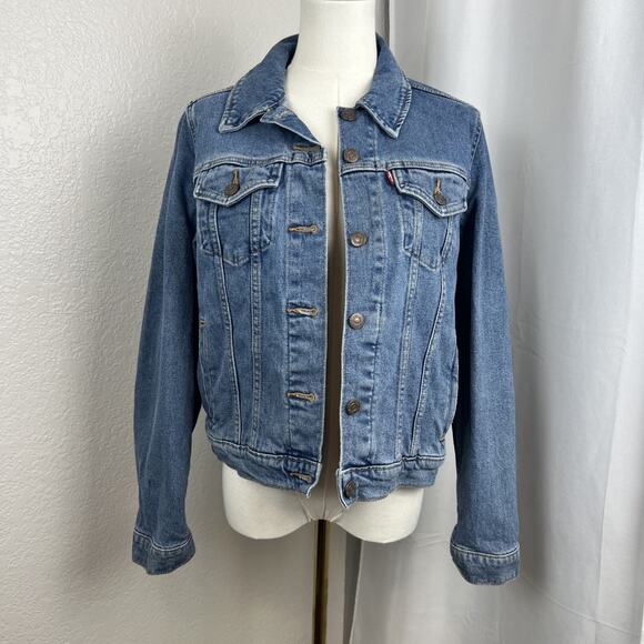 Levis Jacket Womens Large Blue Denim Trucker Americana Layering Streetwear - Picture 1 of 11